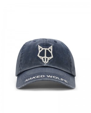 Caps γυναικεια Naked Wolfe Baseball Washed μπλε | GREECE NFHAI7865