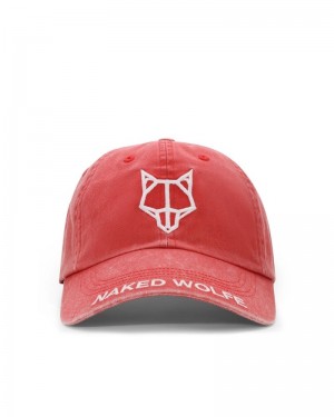 Caps γυναικεια Naked Wolfe Baseball Washed κοκκινα | GREECE TXQRW0786